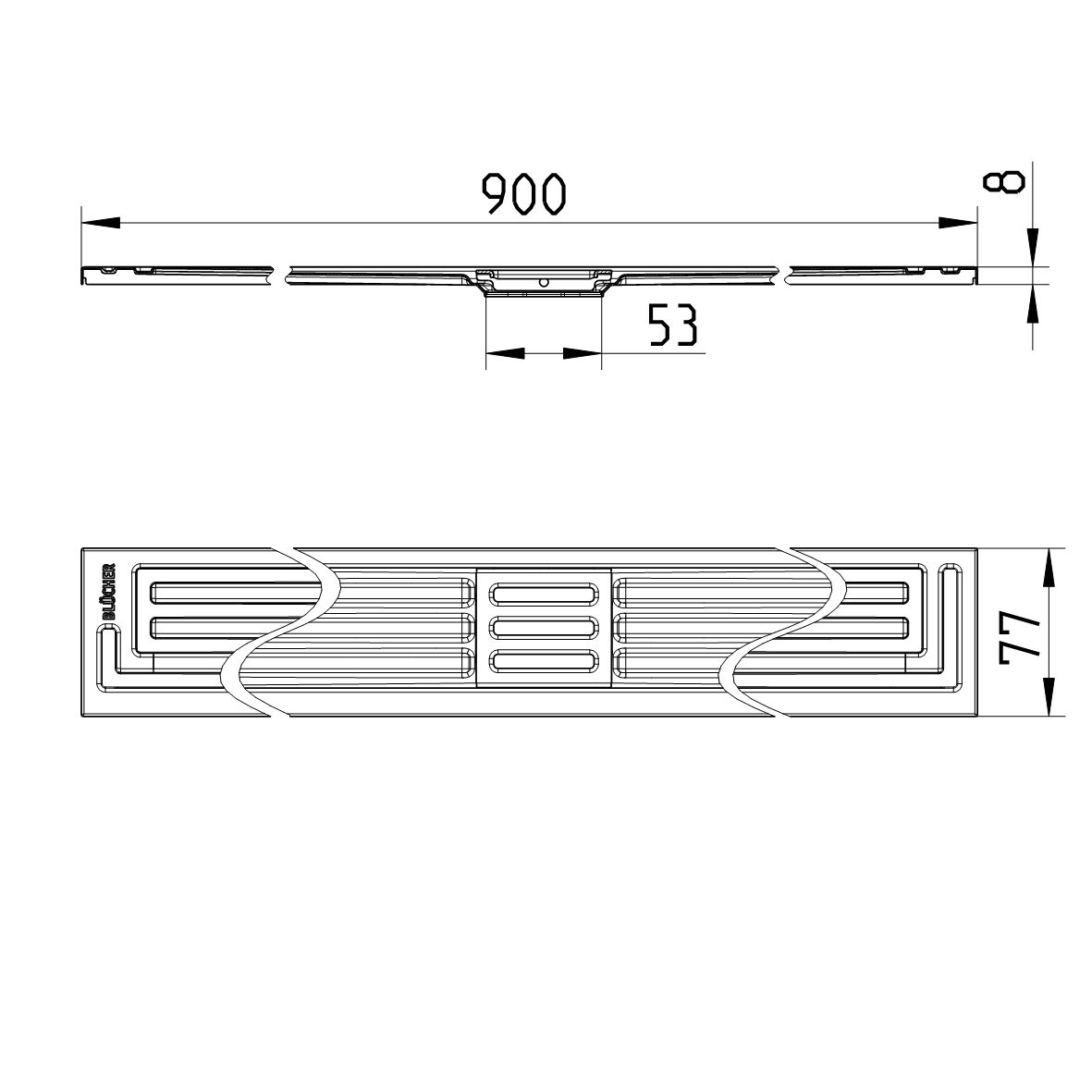 Line drawing of a channel from the series Shower channel-No membrane.